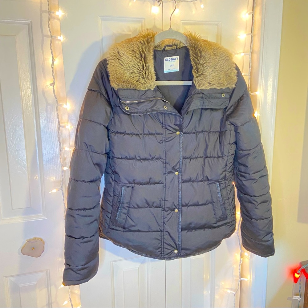 Old Navy Faux Fur Collar Puffer Jacket